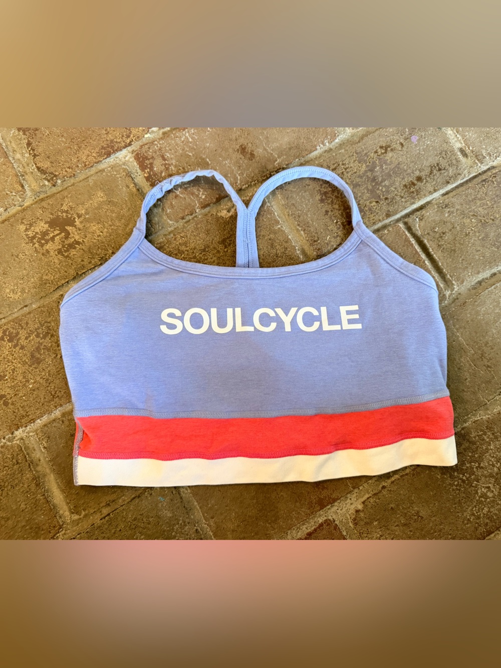 Beyond yoga x soulcycle Lavender Sports Bra with coral & White Accents